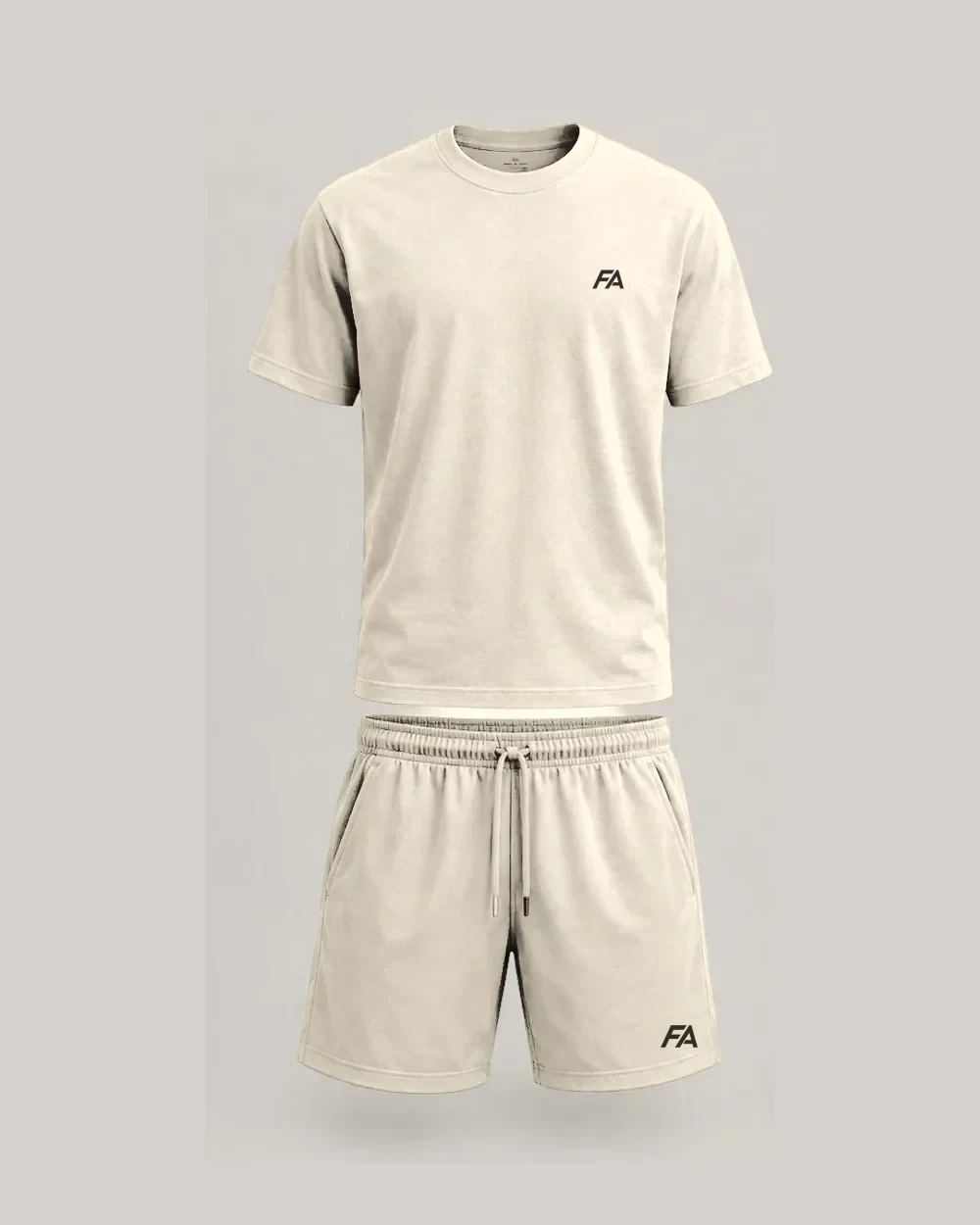 FA Training Collection in Sand, training tee and shorts